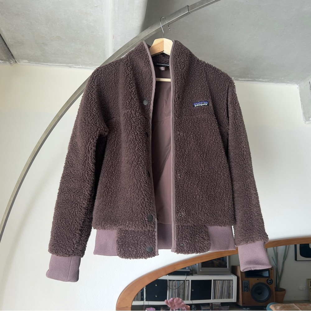 Patagonia Brown Fleece Retro Snap Bomber Jacket